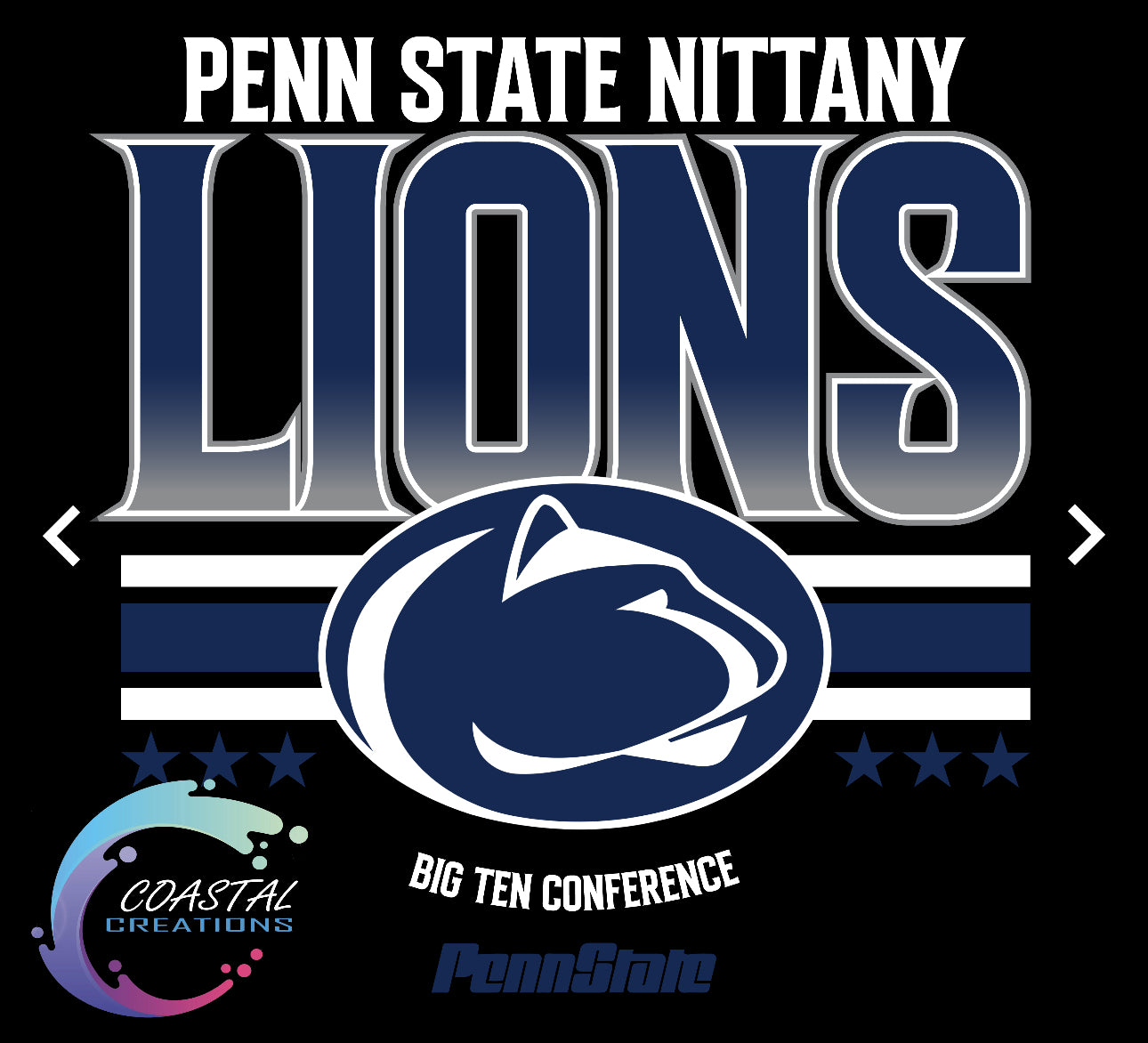 Striped Penn State -White DTF