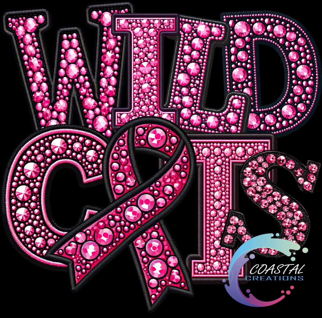 Wildcats Rhinestone Pink Out-DTF