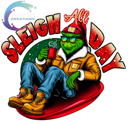 Sleigh All Day Grinch-Red & White DTF