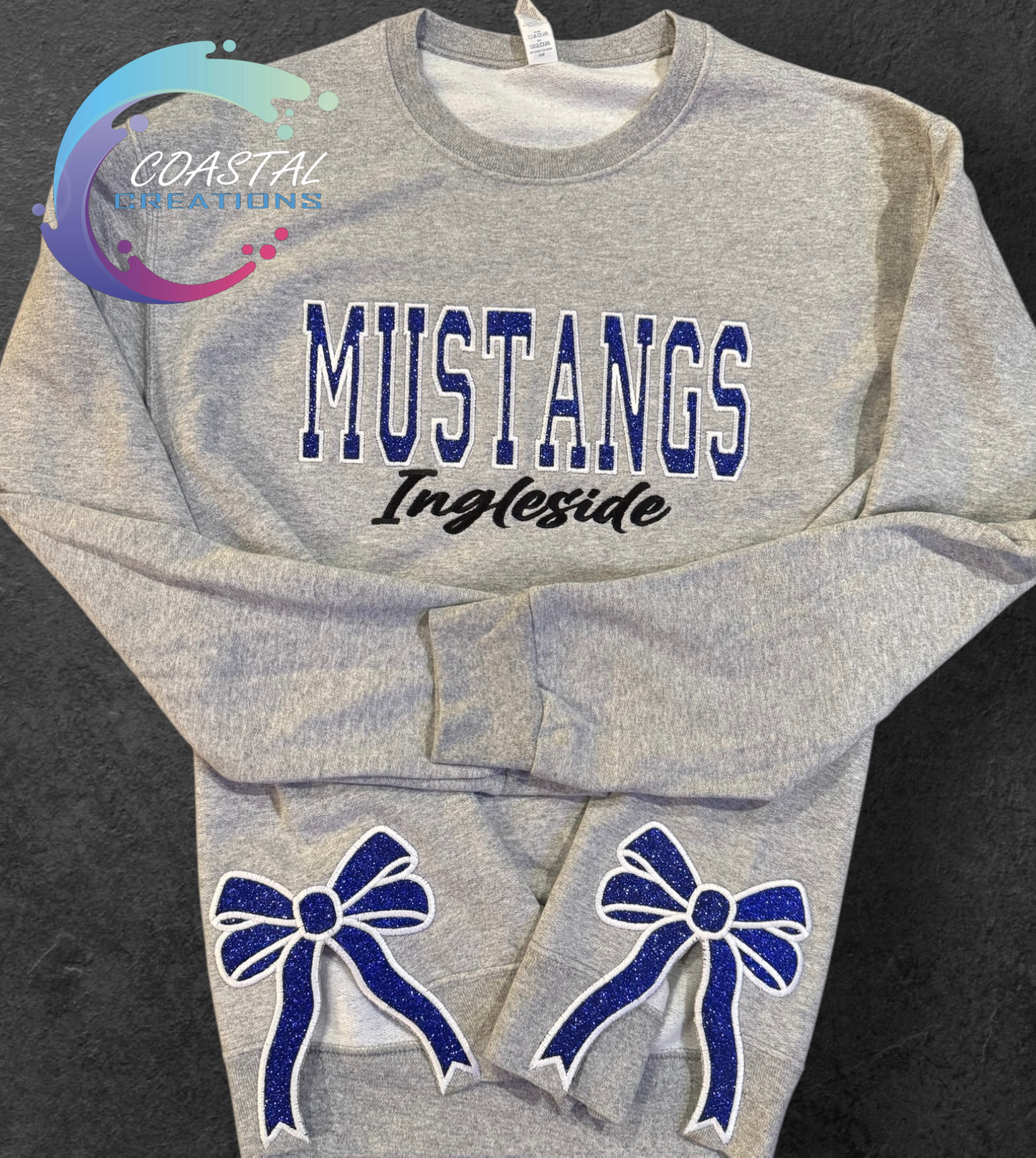 Ingleside Mustangs Embroidery with Side Bows